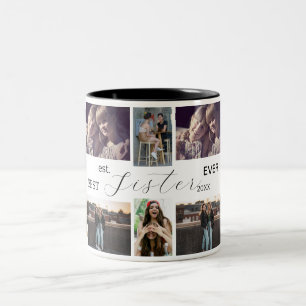 Beste Schwester überhaupt – 8 Fotos Tassen-Collage Zweifarbige Tasse