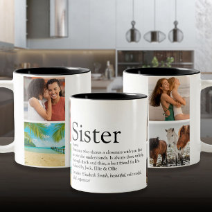 Beste Schwester überhaupt Definition 4 Foto-Collag Zweifarbige Tasse