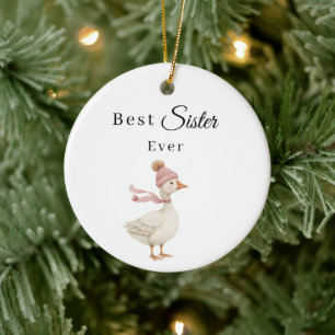 Beste Schwester überhaupt Gans Foto Keramik Ornament