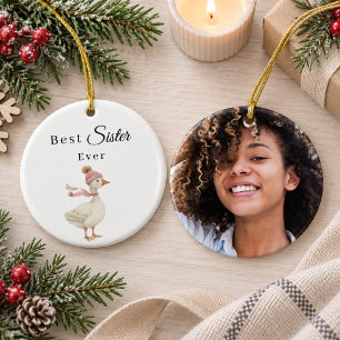 Beste Schwester überhaupt Gans Foto Keramik Ornament