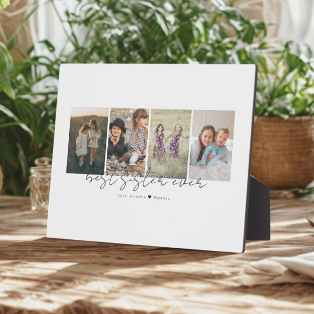 Beste Schwester überhaupt Moderne Schrift 4 Fotos  Fotoplatte (Von Creator hochgeladen)
