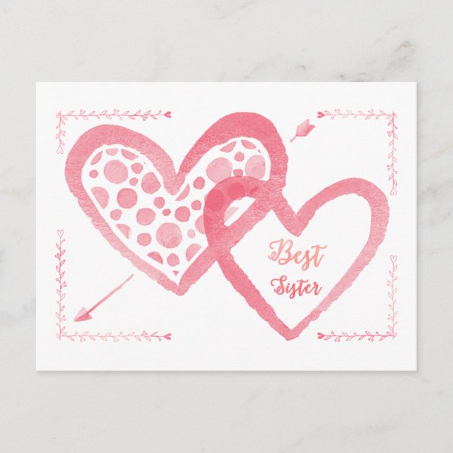 Beste Schwester-Valentinsgruß-Postkarte Feiertagspostkarte (Vorderseite)