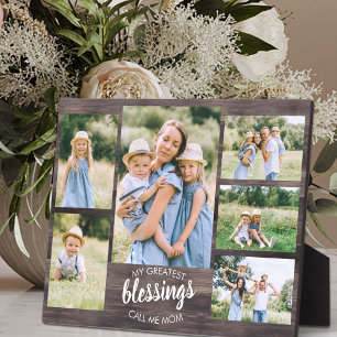 Beste Segnungen nennen mich Mama 6 Foto Rustikales Fotoplatte