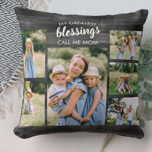 Beste Segnungen nennen mich Mama 6 Picture Gray Wo Kissen