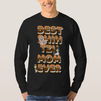 Beste Shih Tzu Mama je Golden Text T-Shirt