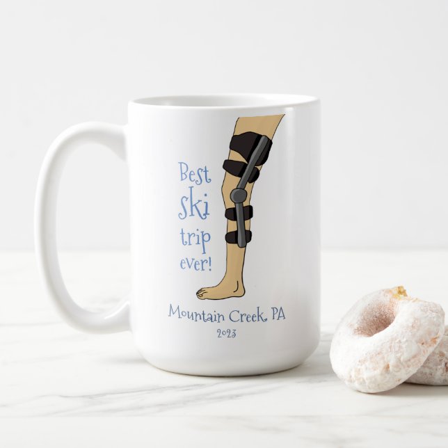 Beste Skipiste Ever Funny Knee Klammer Kaffeetasse (Mit Donut)
