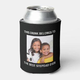 Beste Stepdad je Personalisiertes Foto Schwarz Dosenkühler