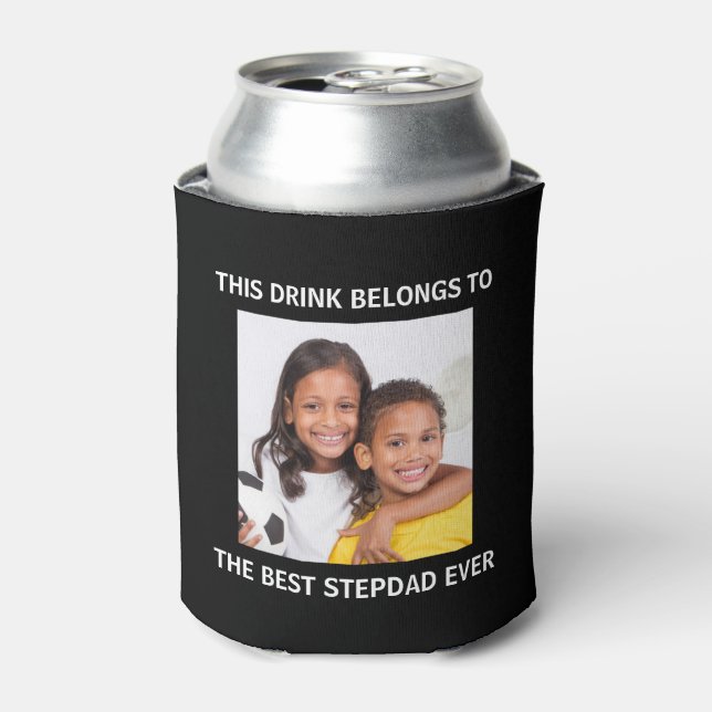 Beste Stepdad je Personalisiertes Foto Schwarz Dosenkühler (Kanne Vorderseite)