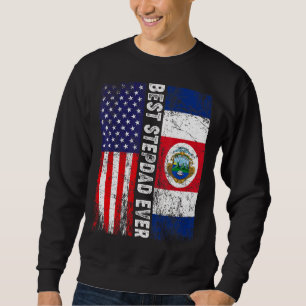 Beste Stepdad je Vater's Day Costa Rica US Flag Sweatshirt