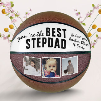 Beste Stepdad Typografie 3 FotoCollage Basketball