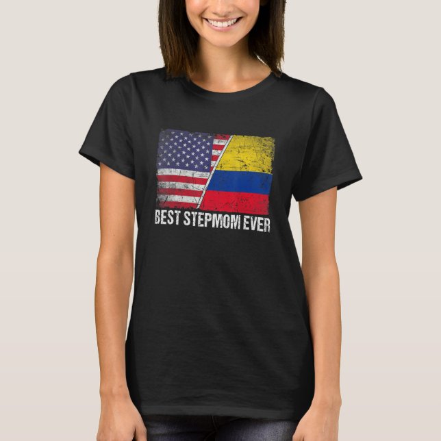Beste Stepmutter je Muttertag Kolumbien - Flagge T-Shirt (Vorderseite)