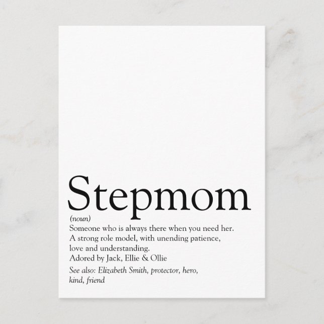 Beste Stiefmutter der Welt, Stiefmutter Definition Postkarte (Vorderseite)