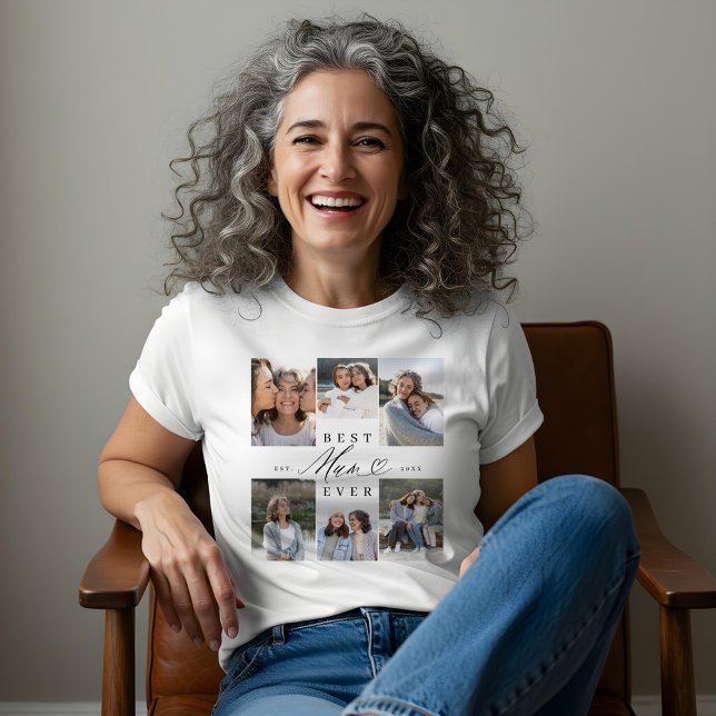 Beste Summe je Elegante Script Herzklopfen FotoCol Tri-Blend Shirt (Best Mum Ever Elegant Script Heart Photo Collage Tri-Blend Shirt)