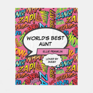 Beste Tante der Welt Tante Cool Lustig Comic Buch Fleecedecke