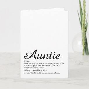 Beste Tante der Welt Tante-Definition Schriftzug Karte
