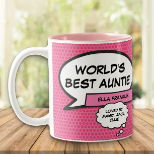 Beste Tante der Welt Tante Lustig Coole Comic Mädc Zweifarbige Tasse