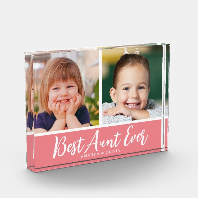 Beste Tante je 2 Picture Collage Pink Keepake Fotoblock (Links)