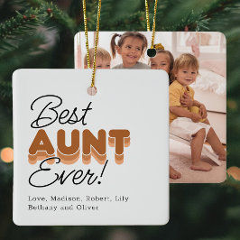 Beste Tante je Burnt Orange Foto Weihnachtsfest Keramikornament