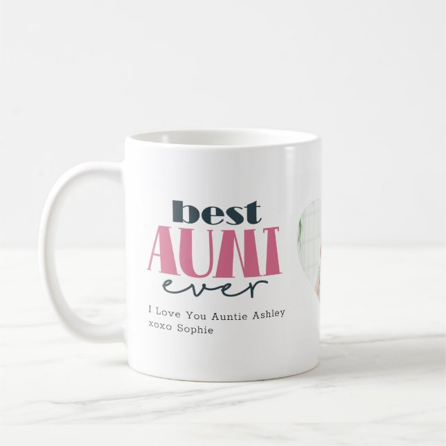 Beste Tante je Foto Typografie Kaffeetasse (Links)