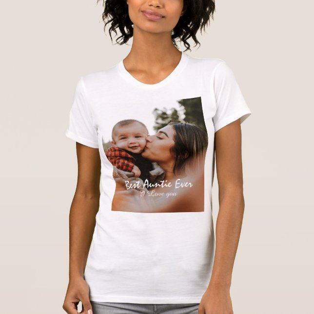 Beste Tante je Foto und Namensaktie T-Shirt (Vorderseite)