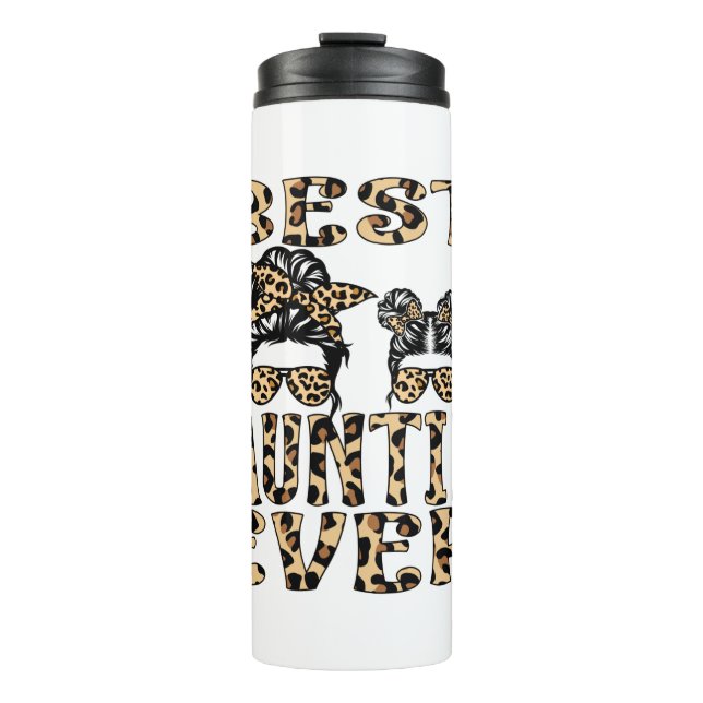 Beste Tante je Leopard Karierter Muttertag Thermosbecher (Vorderseite)
