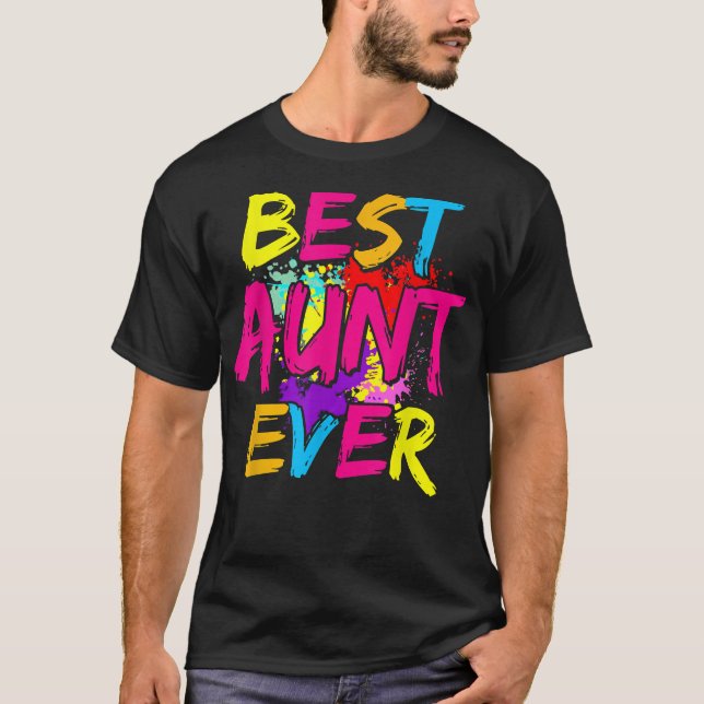 Beste Tante je Match Familie farbenfrohe Mütter Da T-Shirt (Vorderseite)