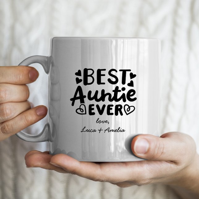 "Beste Tante je" mit personalisierten Kindernamen Kaffeetasse (Von Creator hochgeladen)