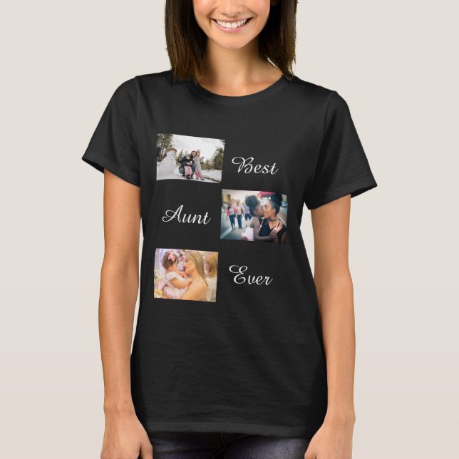 Beste Tante je Nichte Neffe Custom Foto Collage T-Shirt (Vorderseite)