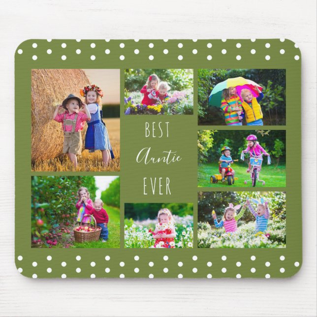 Beste Tante je Olive Green Foto Collage Mousepad (Vorne)