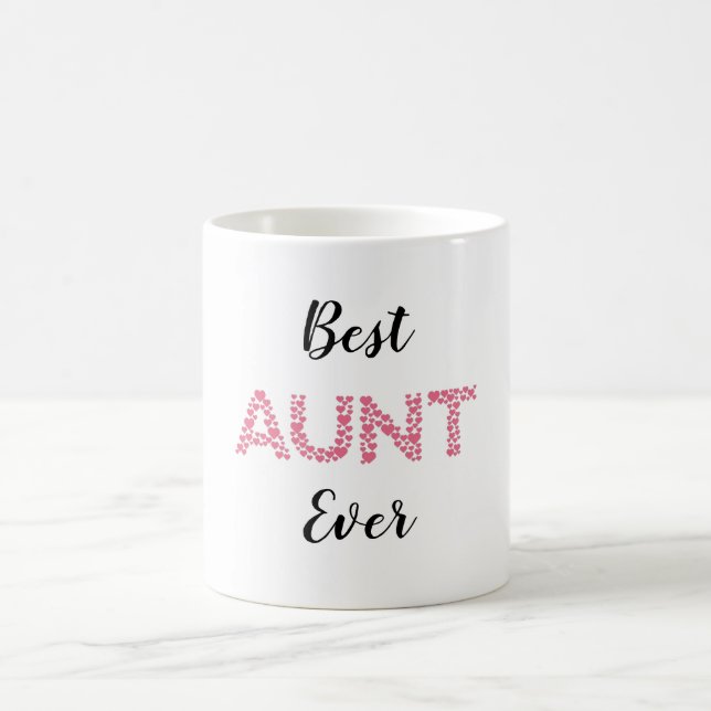 Beste Tante je rosa Herz Personalisiert Kaffeetasse (Mittel)