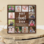 Beste Tante je rustikal dunkles Holz 12 Foto Colla Fotoplatte<br><div class="desc">Erstellen Sie Ihre eigene Collage-Plakette mit 12 Ihrer Lieblingsfotos auf einem holztexturierten Hintergrund.Personalisieren Sie Ihre Fotos mit familiären Fotos . Schenkt der Lieblingssante zum Geburtstag,  Feiertage und zum Vater ein wertvolles Sake-Geschenk.</div>