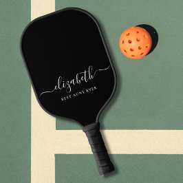 Beste Tante je Script Monogram Black Pickleball Schläger