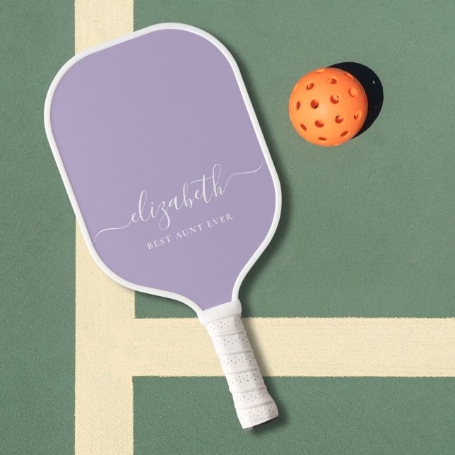 Beste Tante je Script Monogram Lavendel Pickleball Schläger (Von Creator hochgeladen)