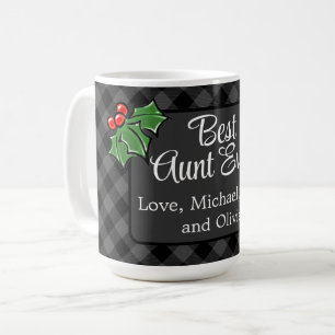 Beste Tante je Weihnachtsklassik grau Kariert Holl Kaffeetasse