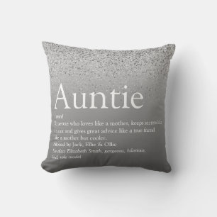 Beste Tante Tante Definition Silber Glitter Kissen