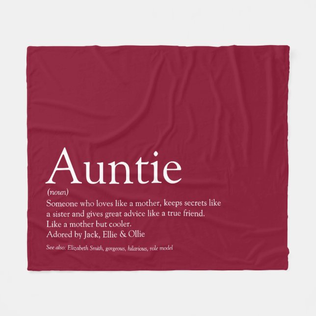 Beste Tante Tante Tante Definition Burgund Spaß Fleecedecke (Vorderseite (Horizontal))