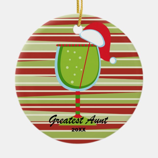 Beste Tante Weinkeller Weihnachten Keramikornament (Vorne)
