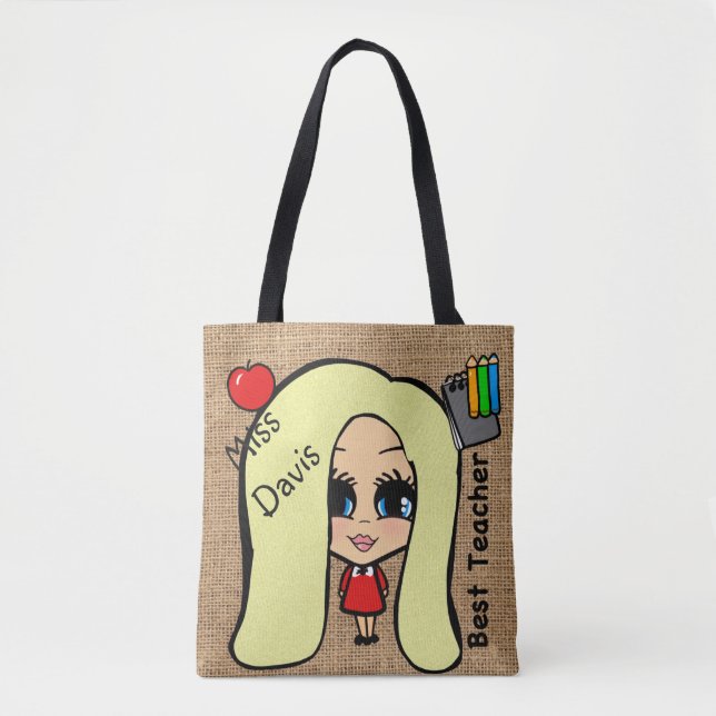 Beste Tasche für Lehrer - Personalisierte Karikatu (Vorderseite)