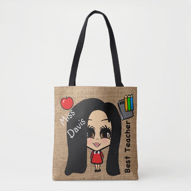 Beste Tasche für Lehrer - Personalisierte Karikatu (Vorderseite)