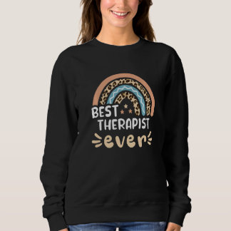 Beste Therapeutin je Leopard Rainbow-Mama Sweatshirt
