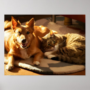 Beste Tierfreunde: Orange Hunde und Katze Poster