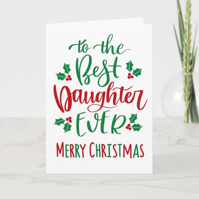 Beste Tochter je frohe Weihnachts-Typografie Karte (Vorderseite)