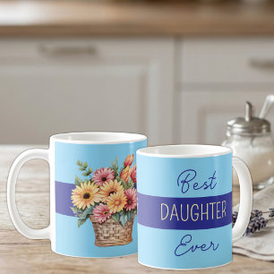 Beste Tochter überhaupt Gerbera Blumen blau Kaffeetasse