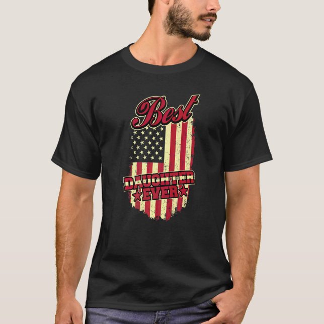 Beste Tochter überhaupt Patriotische Vintage-ameri T-Shirt (Vorderseite)