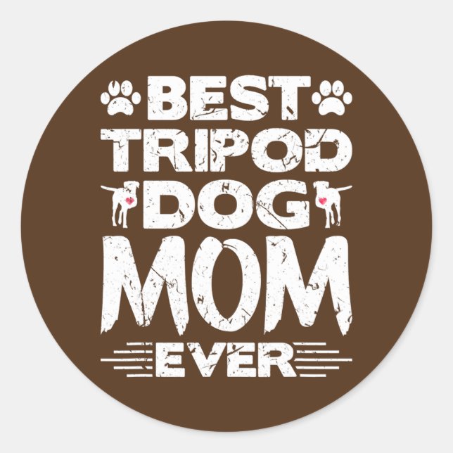 Beste Tripod-Mama je Amputierte Drei-Lege-Hunde Runder Aufkleber (Vorderseite)