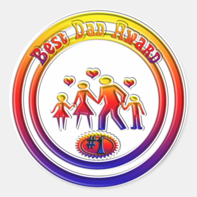 Beste VATER Award Rainbow Family Runder Aufkleber (Vorderseite)