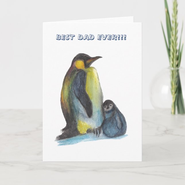 Beste Vater je Pinguine Aquarellkarte Karte (Vorderseite)