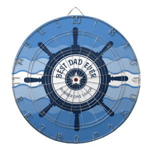 Beste Vater-überhaupt blaue Schiffe Rad und Welle Dartscheibe