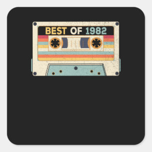 Beste von 1982 Geburtstags-Kassette Quadratischer Aufkleber