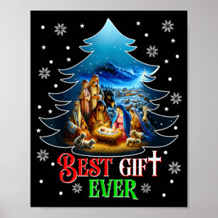 Beste Weihnachten jemals Jesus Geburtsszene Frohe  Poster